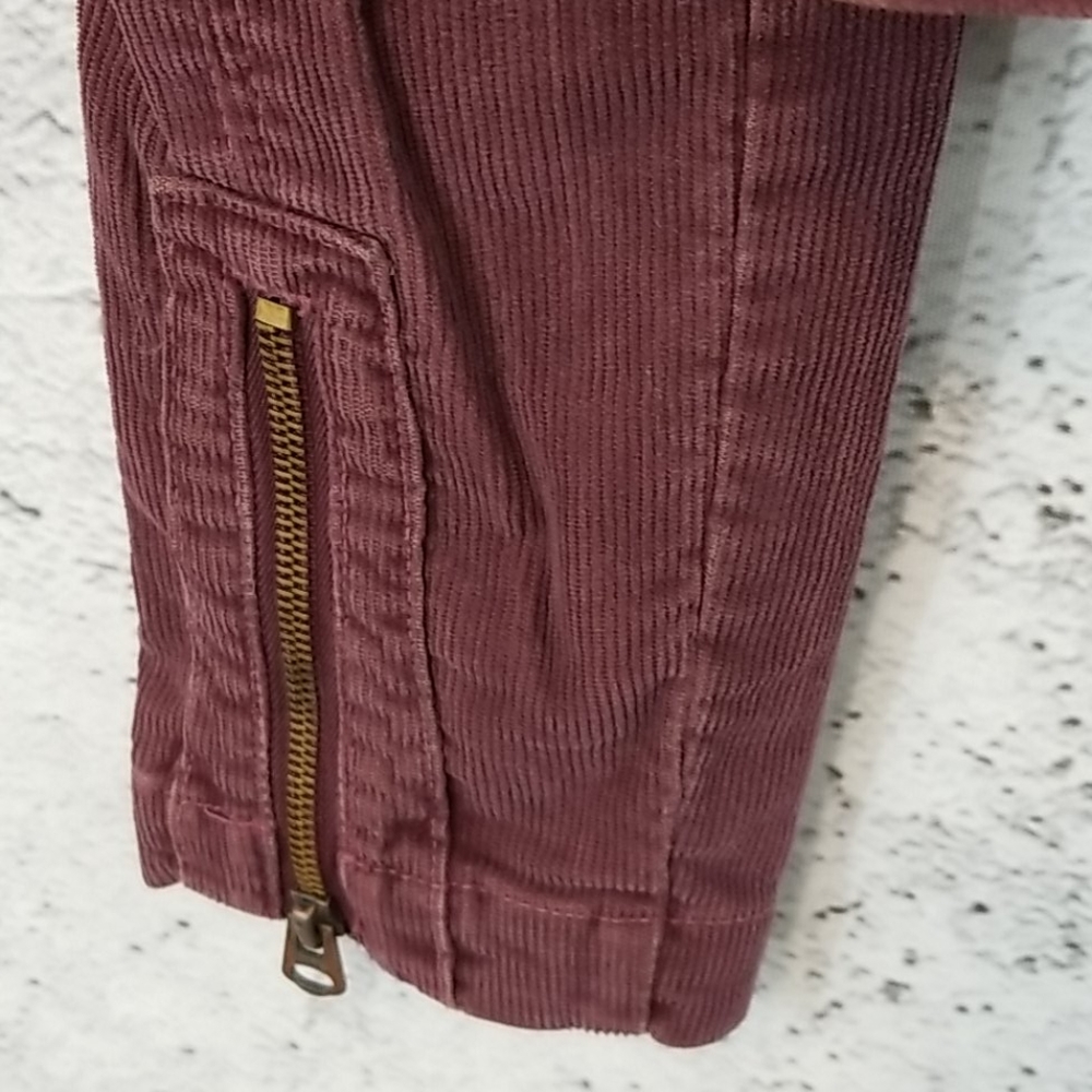 ABERCROMBIE & FITCH Cord Moto Jacket Wine - Picture 6 of 7